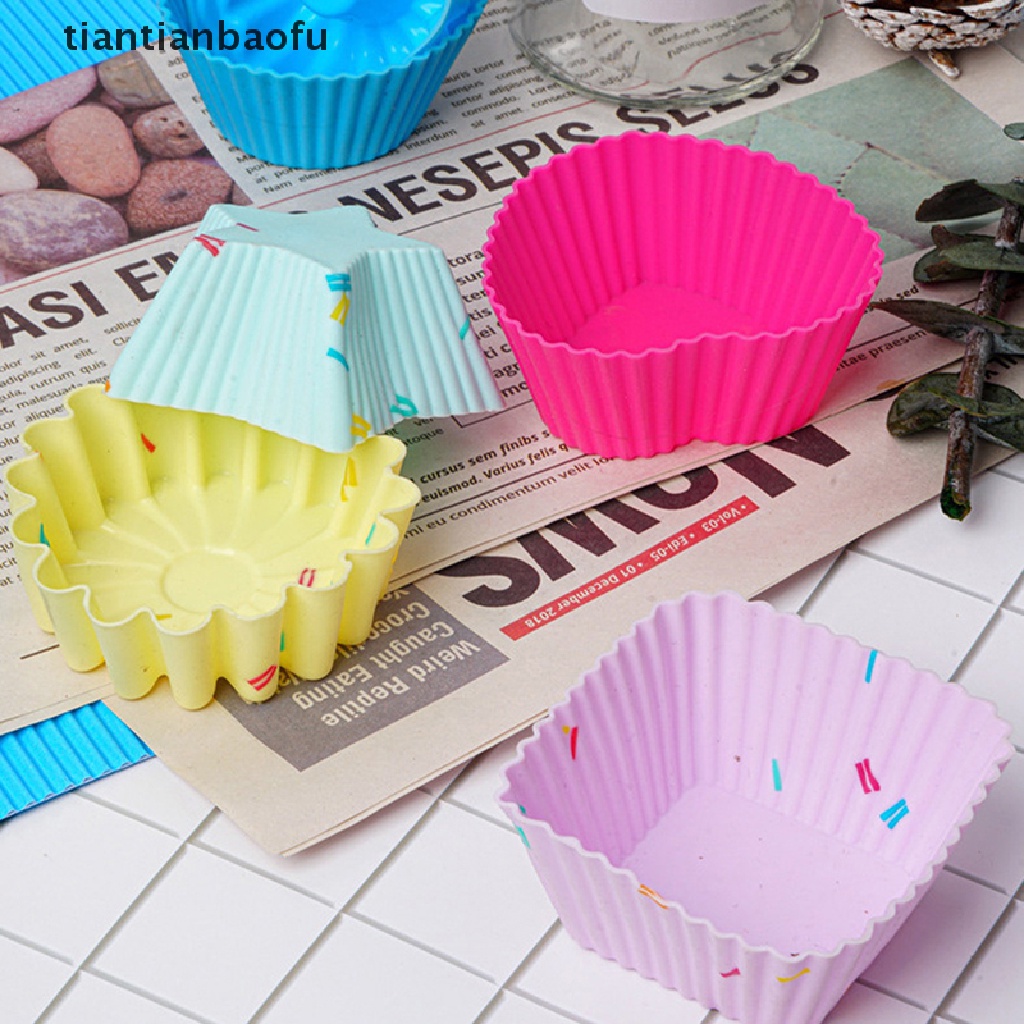 1pc Cetakan Cupcake Bahan Silikon Multi Warna Acak