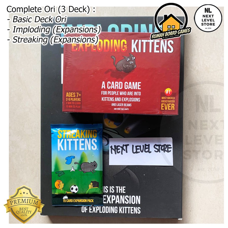 Exploding Kittens Board Games ( ORI , NSFW , PARTY PACK , BARKING KITTENS , STREAKING IMPLODING )