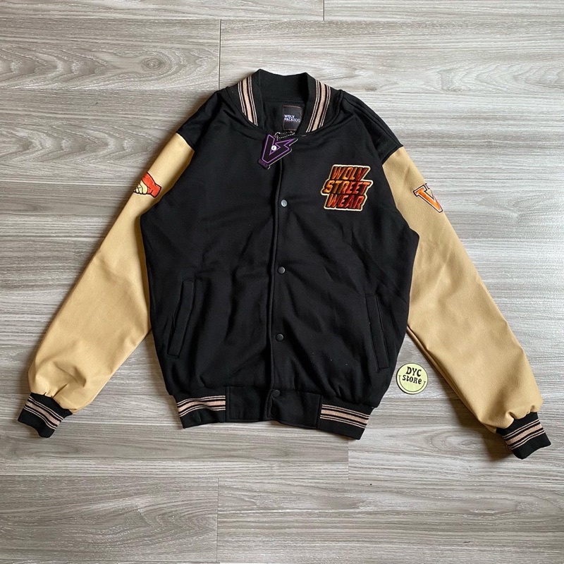 JAKET BOMBER VARSITY ORIGINAL WOLV STREET WEAR special art PUMPKIN