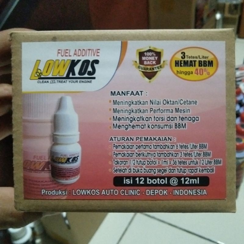 1 DUS LOWKOS FUEL ADDITIVE 12 ML isi 12 botol Penghemat BBM terbaik terbukti ampuh dan aman