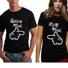 Kaos Baju T-shirt couple unisex she's mine,he's mine