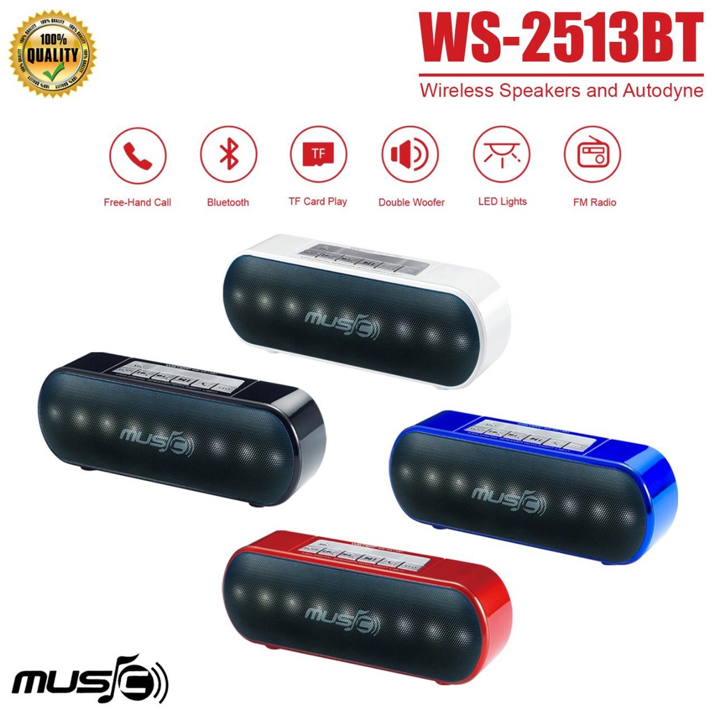 Speaker Bluetooth WSTER WS 2513 BT Speaker Wireless Portable Speaker Aktif LED Flashlight SUPER BASS High Quality