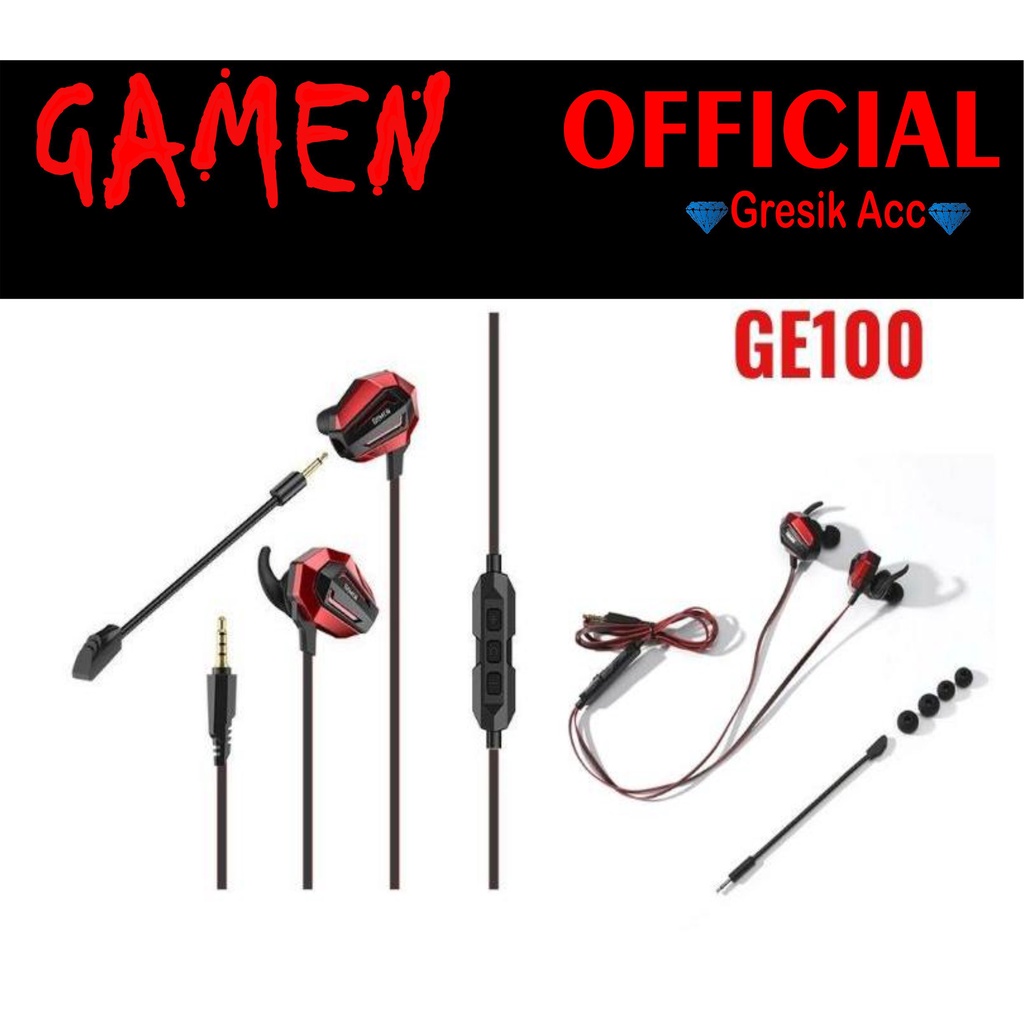 HEADSET GAMING GAMEN GE100 EARPHONE VIRTUAL STEREO SURROUND SOUND DUAL MICRPHONE