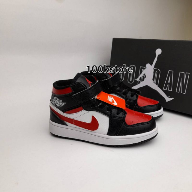 Sepatu Anak Nike Air Jordan anak laki laki black red size 21-35 real pict