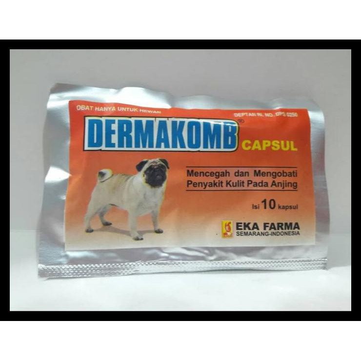 PROMO suplemen obat kulit anjing DERMACOMB demodex gatal jamur kutu dog