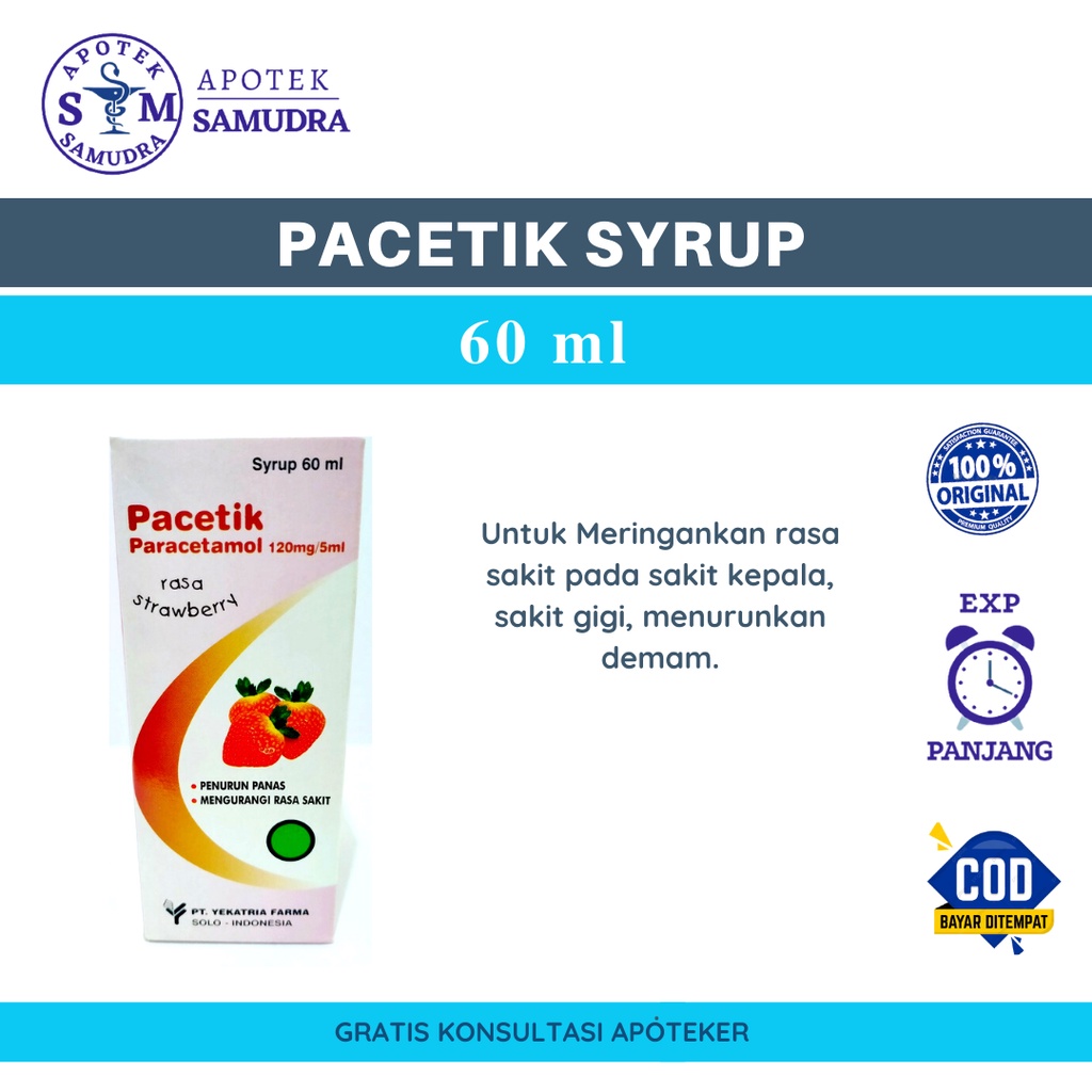 Jual Pacetik Sirup 60 Ml Untuk Demam And Pereda Nyeri Shopee Indonesia