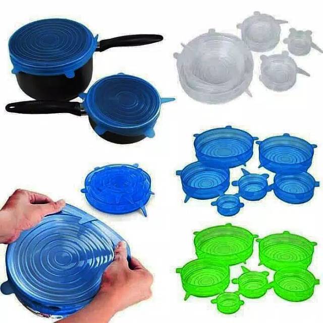 (NCS) 1 Set 6 pcs Sealer Penutup Tutup Cover Mangkuk Wadah Makanan Gelas Piring Buah Silicone Aman