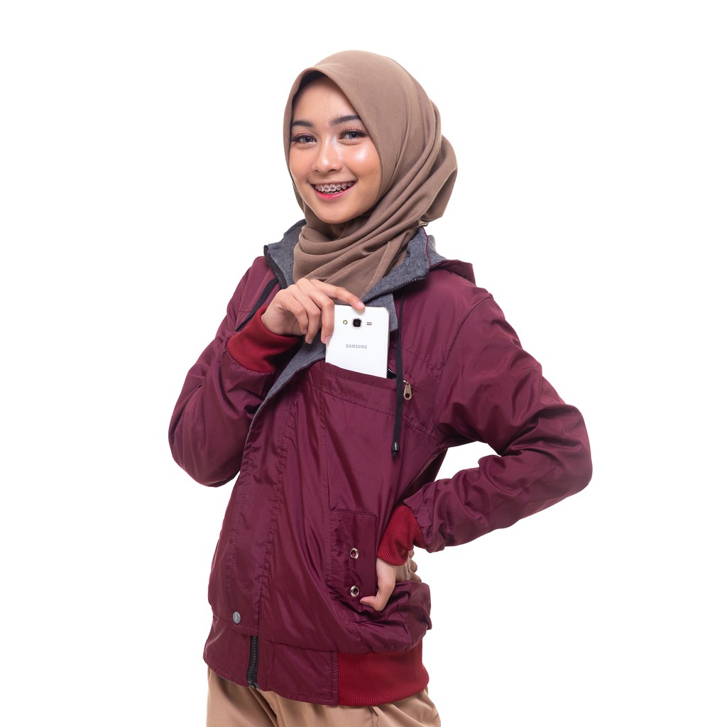 HEYLOOK Project - (Jaket 2 In 1) Jaket Wanita Jaket Parasut ANNA Jaket Bolak Balik Wanita Hodie Bisa Dilepas