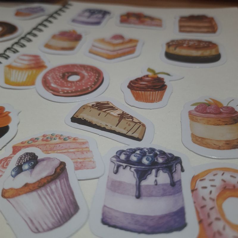 STIKER AESTHETIC ┃STIKER LUCU GAMBAR KUE ┃CUPCAKE STIKERS ┃STIKER DECO UNTUK JURNAL DAN SCRAPBOOK┃ S