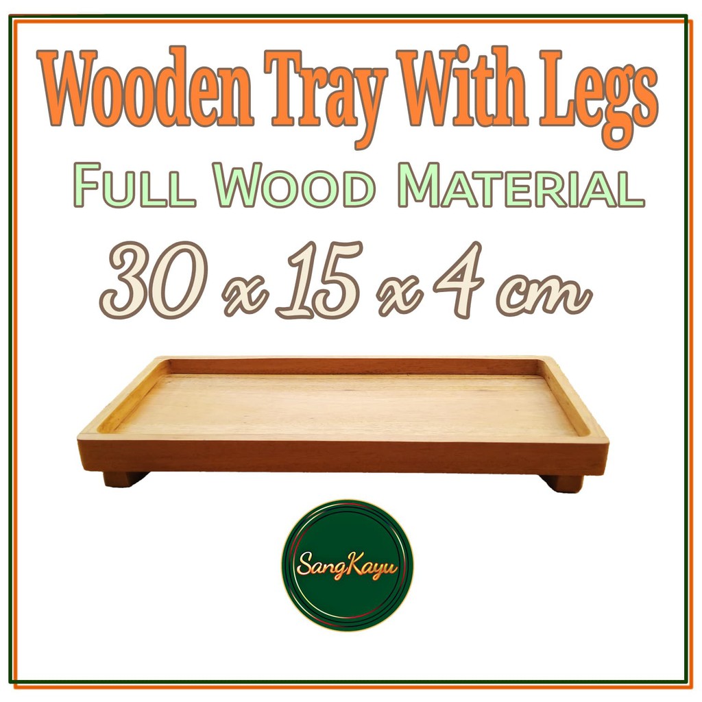 Nampan kayu kaki 30x15x4 Wooden tray with legs kotak penyimpanan kayu