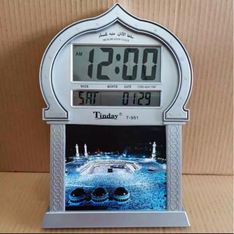 New Jam LCD Digital Jam Dinding Alarm Adzan Digital Masjid Bunyi Suara 5 Waktu