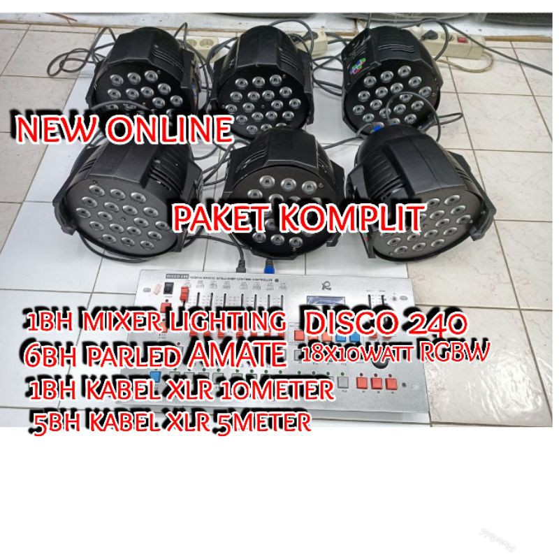 PAKET 6buah PARLED AMATE 18ledx10watt FULL COLOUR RGBW PLES MIXER DISCO 240