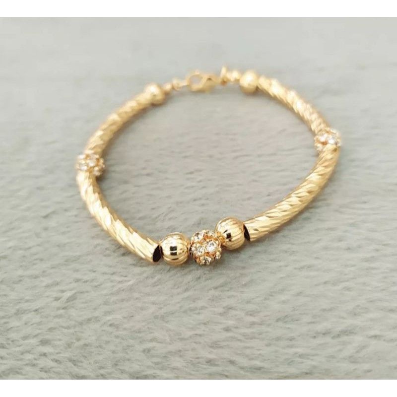 Gelang tangan bambu ukir gold