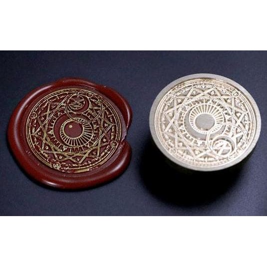 Sealing Wax Stamp with Wood Handle - Sun and Moon Magic Pattern