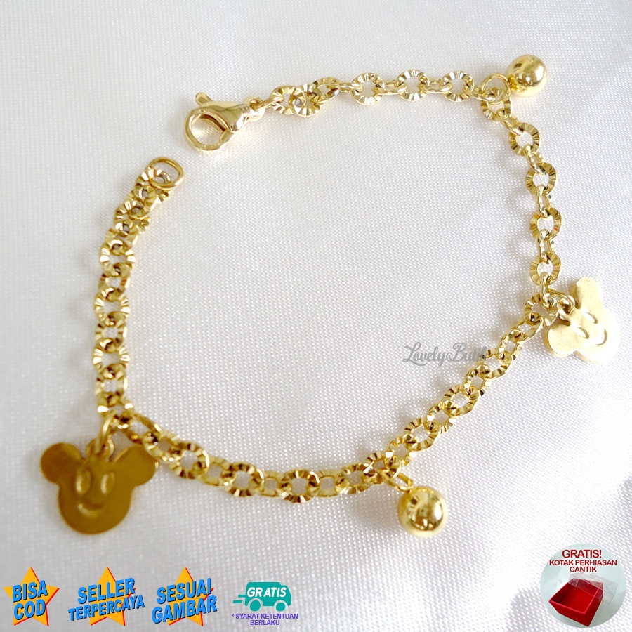 Lovelybutik - Gelang Anak Perempuan Titanium Asli Anti Karat - Gelang Tangan Anak Cewek Lucu MKT Bonus Kotak Perhiasan