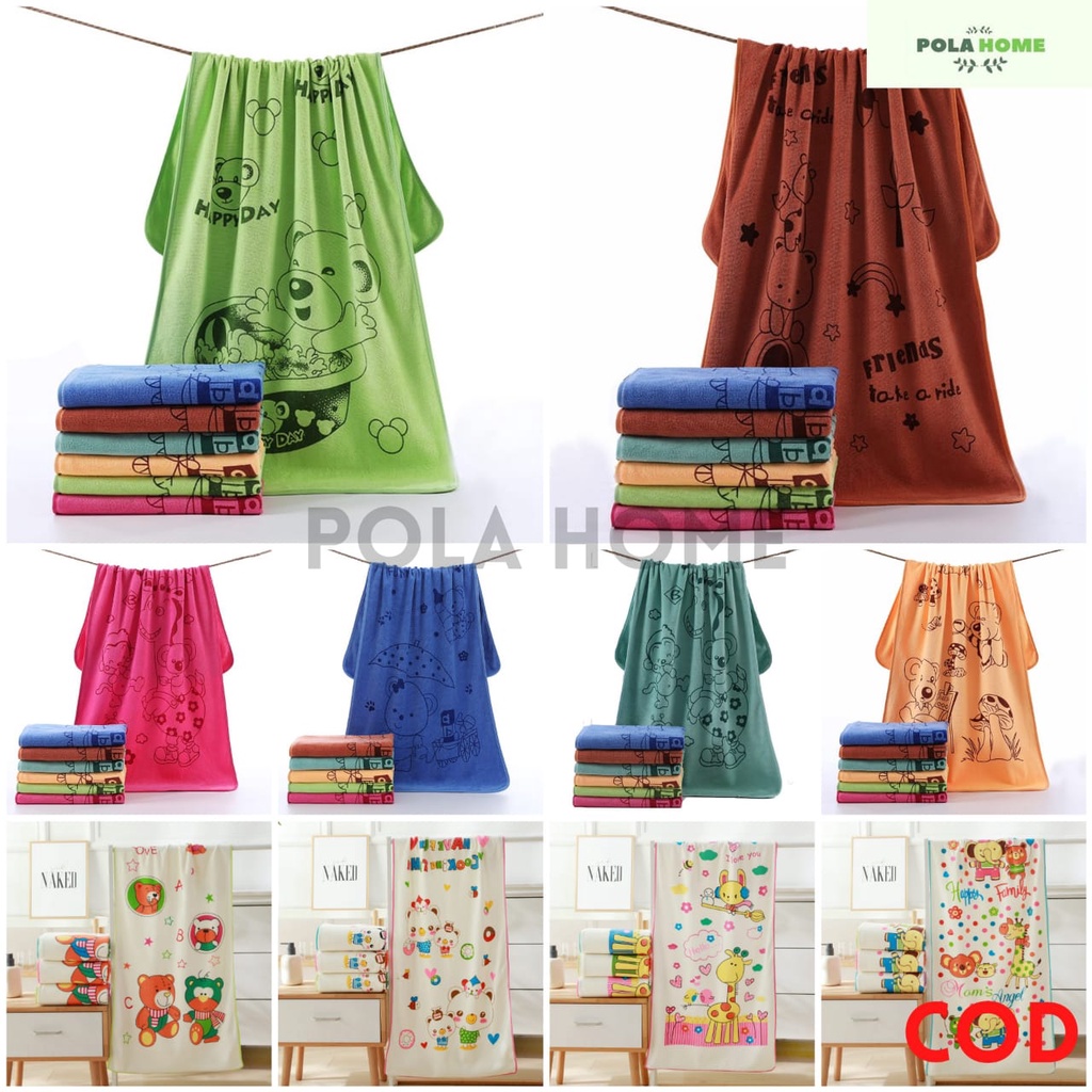 POLA Handuk Bayi Microfiber Premium Quality uk 50x100cm - 1pc