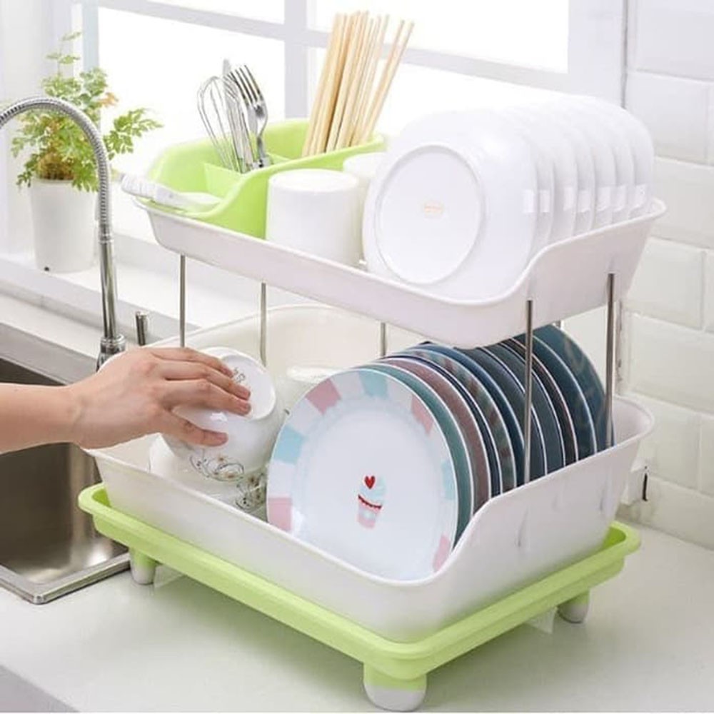 JE Rak Portable Dapur Wadah Pengering Rak Piring Gelas  