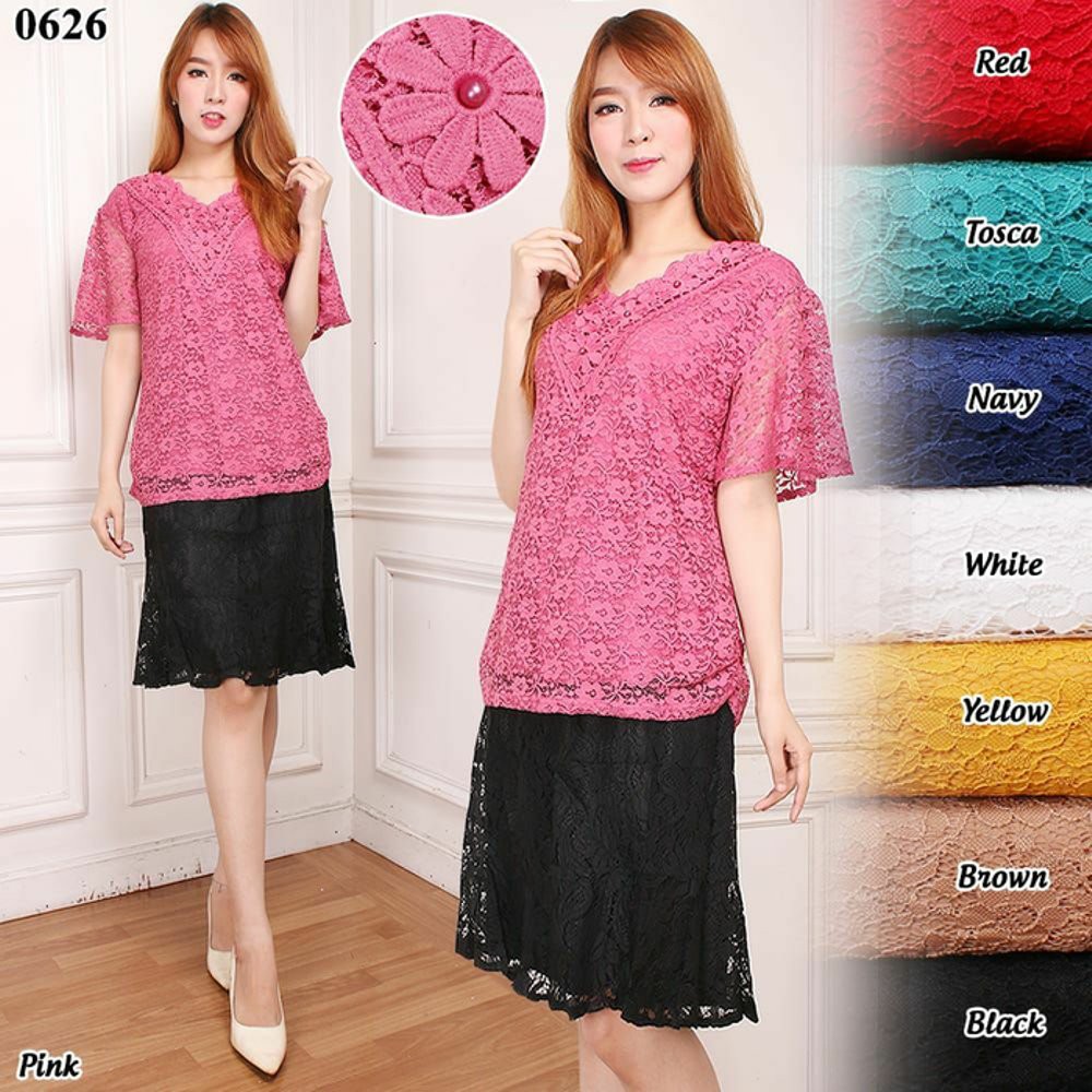 TERLARIS Baju brukat import baju atasan kebaya brokat blouse brokat 0626 muslimah