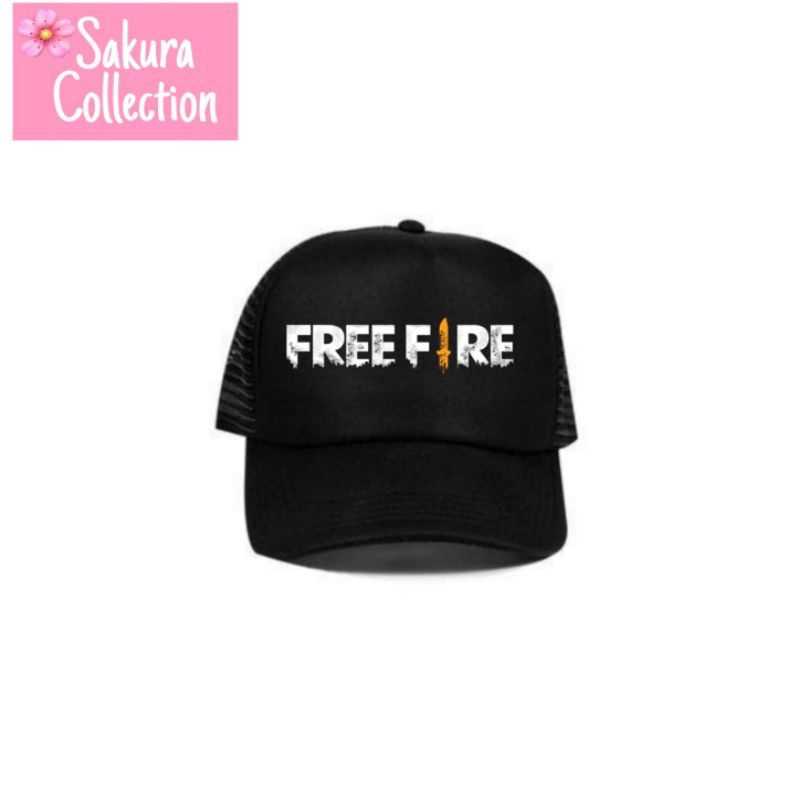 Snapback topi trucker Free fire FF pria wanita dewasa tee distro player youtuber trucker logo tulisan caps hat jaring hitam baseball olahraga sport sporty premium pria wanita dewasa unisex TERLARIS Murah termurah BEST SELLER