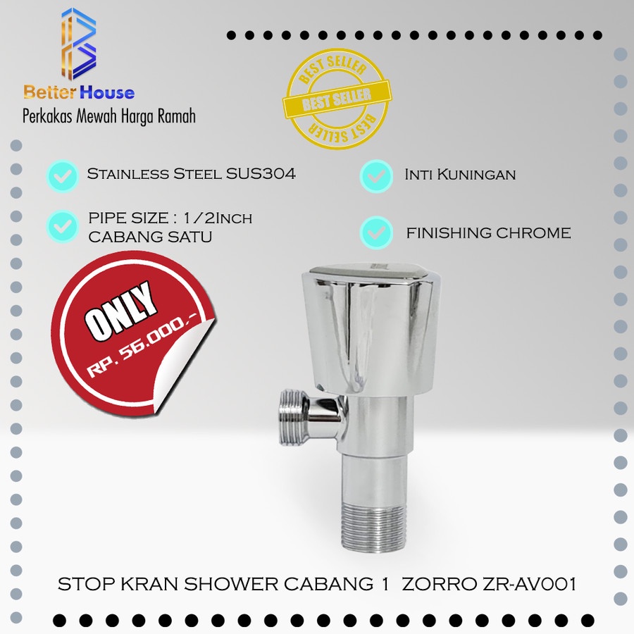 Stop Kran Air Shower Kloset Kran Cabang Stainles SUS304 ZORRO ZR-AV001 YOG