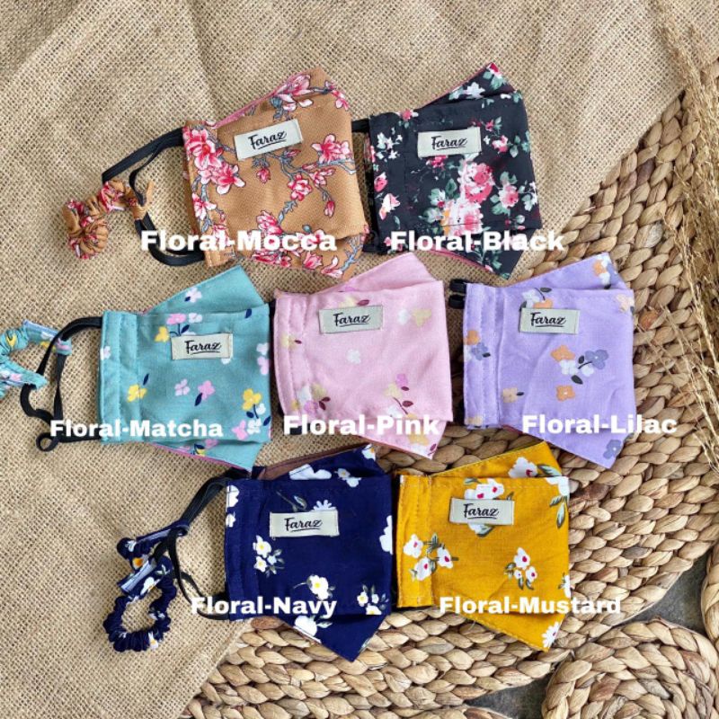 FARAZ masker 3D floral series/masker kain 3D/masker 2lapis/masker kekinian