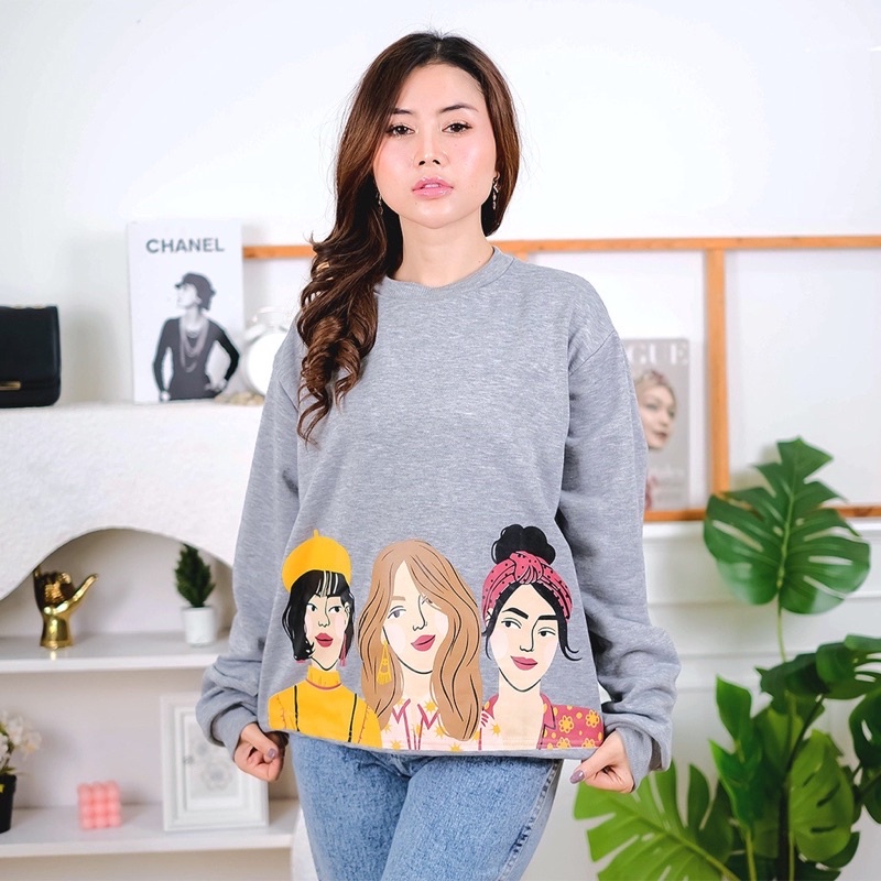 BEFAST - ZGW OOTD Sweater Crop MOKA / FLEECE Sweater Selza / Sweater Wanita Keluran Terbaru / Pakaian Wanita Kekinian / Sweater Casual / Atasan Wanita Lengan Panjang / Sweater Motif / Fashion Ala Korean style / Sweater Termurah / Trendy