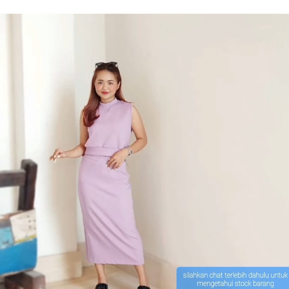 SETELAN ONE SET ROK SPAN ATASAN CROP TANKTOP WANITA SET FASHION