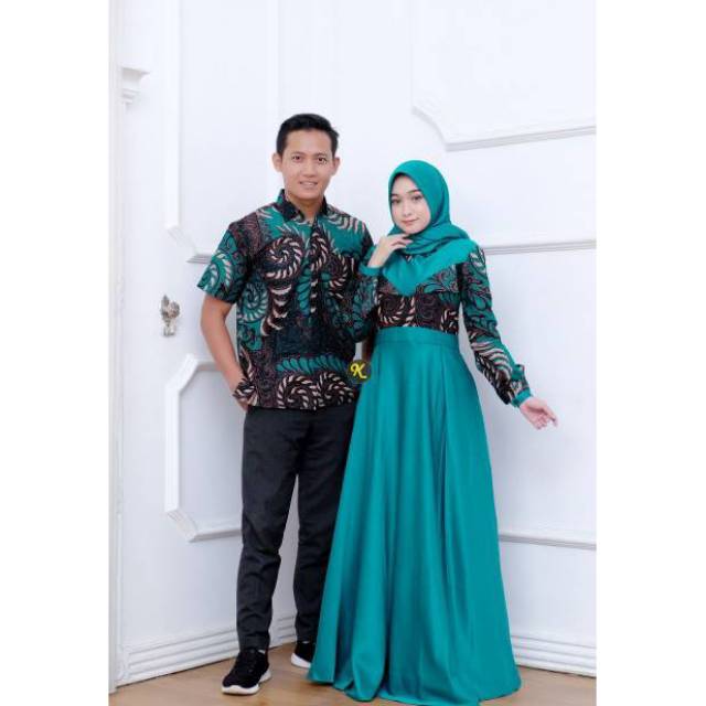 Baju Couple Batik Model Gamis Velvet Satin Baju Sarimbit Lebaran Modern Murah Tosca Maroon Navy Shopee Indonesia