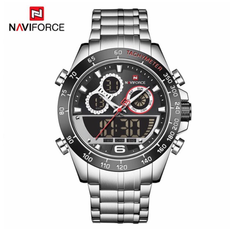 Jam Tangan Pria NAVIFORCE 9188 Analog Digital Premium Stainless Steel Water Resistant