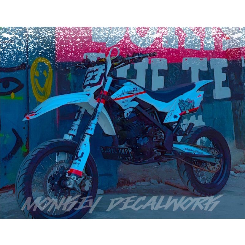 DECAL STICKER KLX DTRACKER DECAL TRAIL CUSTOM SIMPLE PUTIH
