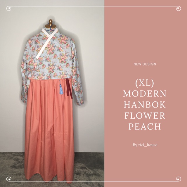 (XL) Modern Hanbok Flower Peach FREE NORIGAE
