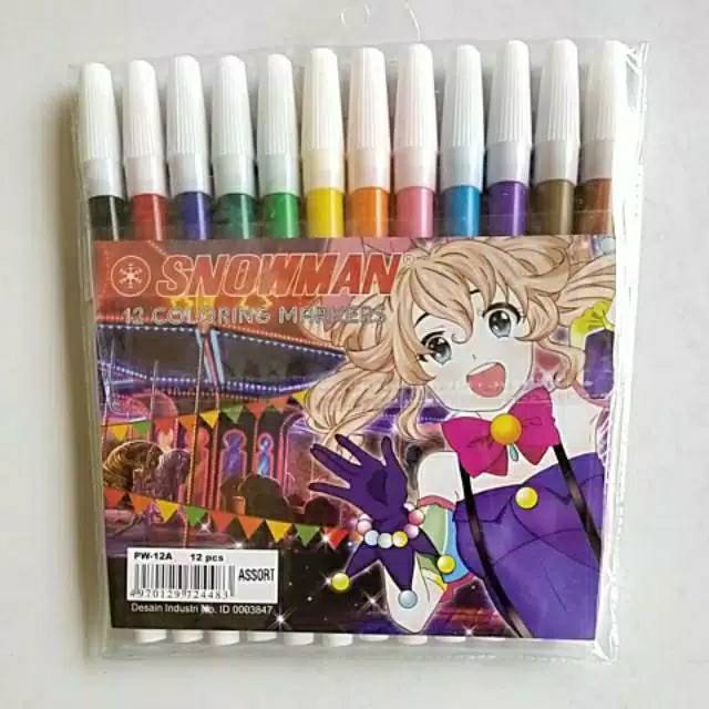 Spidol Snowman / Snowman Spidol Coloring Markers / Spidol Snowman Set 12 - 12 Warna