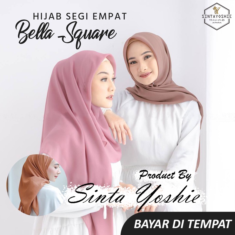 Jilbab Bella Square Hijab Segi empat Pollycotton Kerudung Segi empat Polos