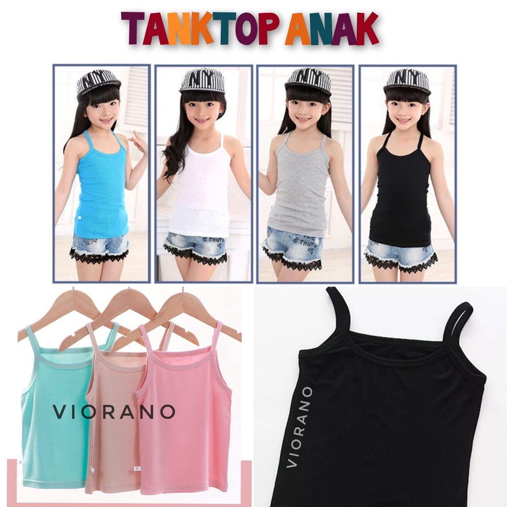 Tanktop Tali Kecil Anak Cewek Bahan Adem Warna Polos Kaos Dalaman Anak Perempuan All Size / Tentop Anak Wanita Cocok Untuk 3-6 Tahun