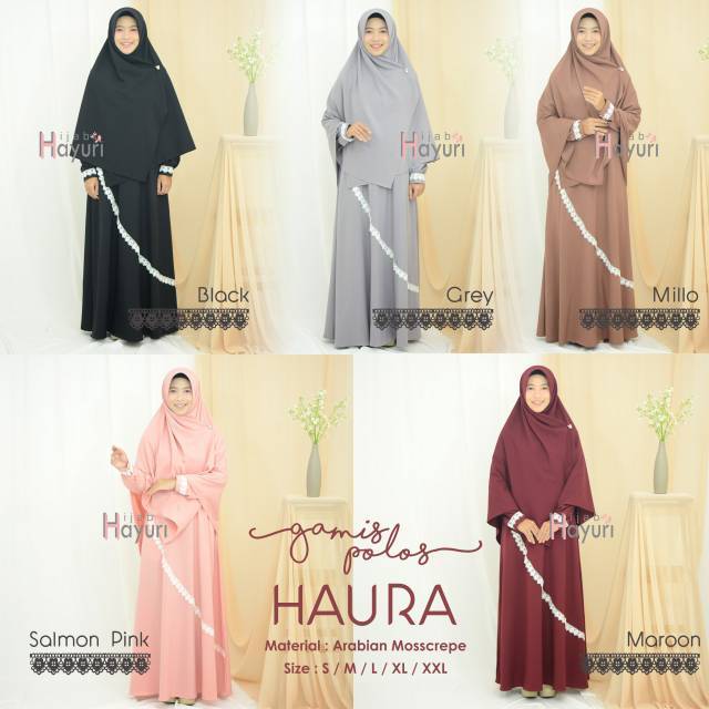 Gamis Polos Haura Hijab Hayuri Syari