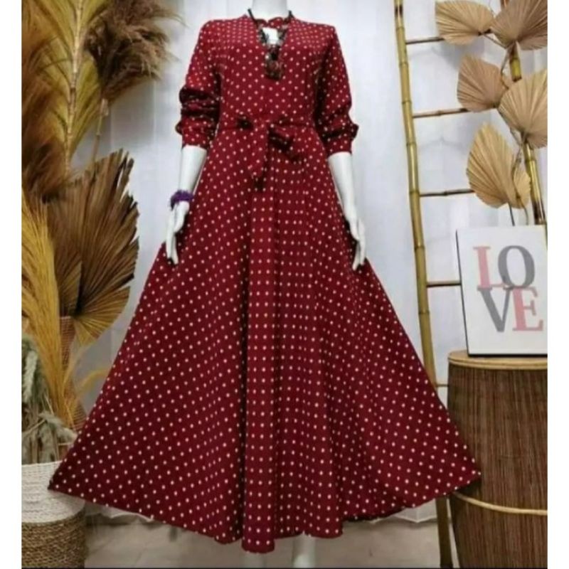 GAMIS MOTIF POLKADOT KEKINIAN TERBARUH 2021 KEKINIAN