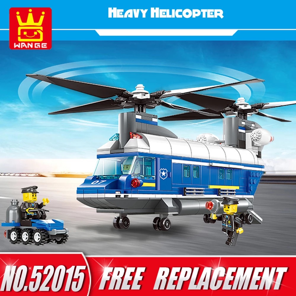 Police Heavy Helicopter FUNTOYSLAB - Wange Building Block Lego Brick