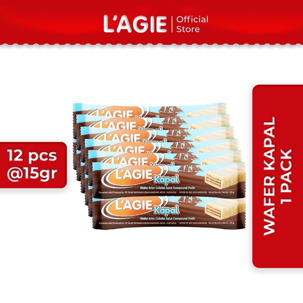 

Lagie Coklat Kapal Wafer Krim Salut Coklat Putih 12pcs @15gr