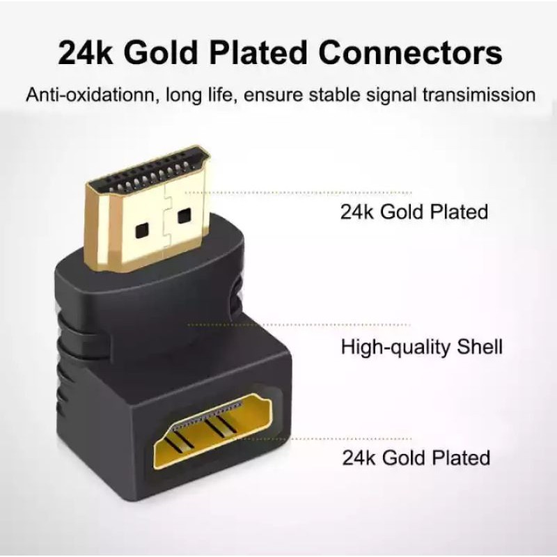 HDMI SIKU L 90 Derajat Male to Female Connector Adapter HDMI To HDMI Penghubung TV Projector