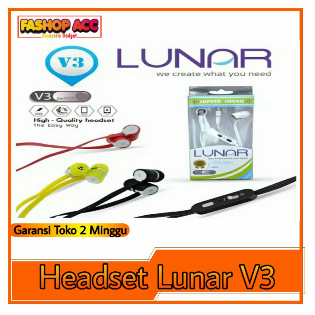 Headset lunar v3 / headset lunar v3 / earphone lunar v3 extra bass