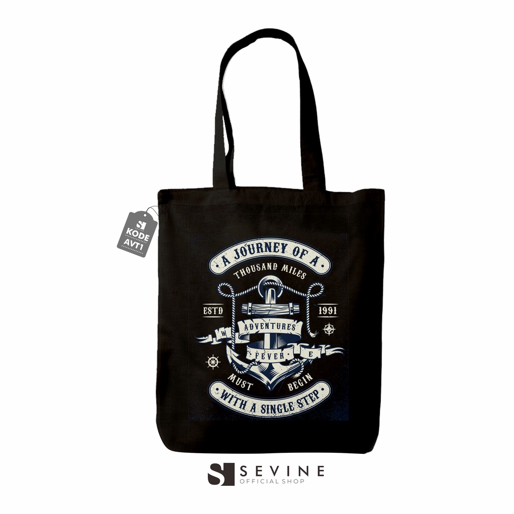 Sevine Totebag Tas Wanita Tote bag Resleting Laptop Vintage Retro Black Series Hitam - AVT1