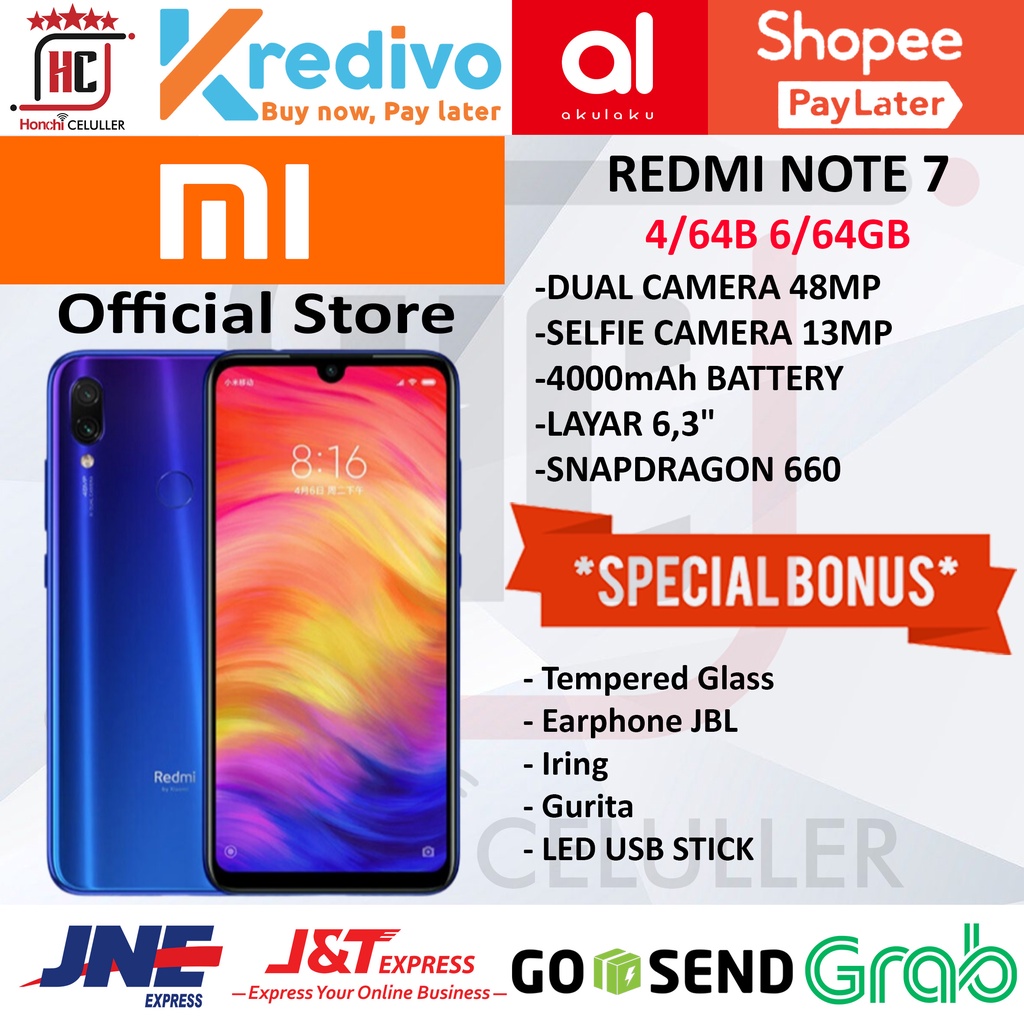 XIAOMI REDMI NOTE 7 6/64GB 4/64GB GARANSI RESMI ORIGINAL BONUS