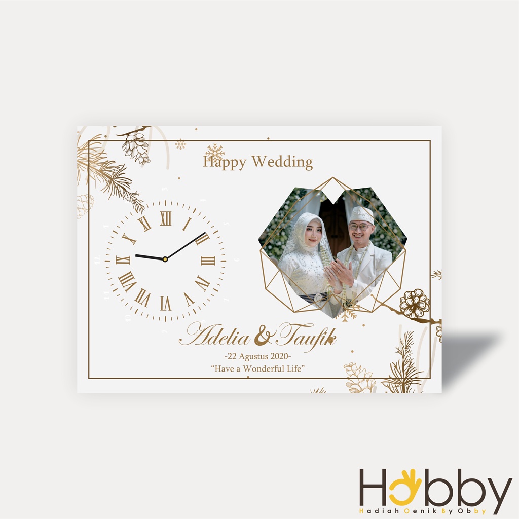 JAM DINDING CUSTOM KAYU NAMA FOTO HADIAH ULANG TAHUN UNIK KADO BIRTHDAY MEJA DUDUK NIKAHAN AESTETIK
