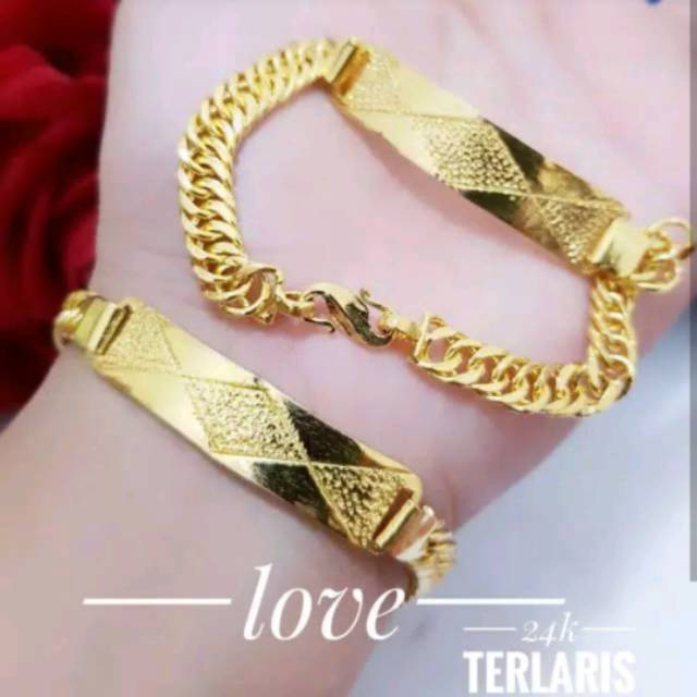 Gelang plat lapis emas 24k 019