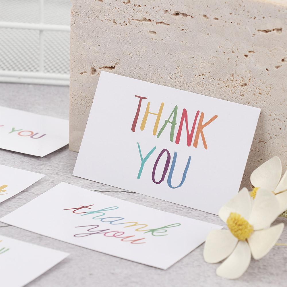 Solighter 30PCS Paket Kartu Ucapan Terima Kasih Wedding Party Blank Postcard White/Label Kertas Kraft