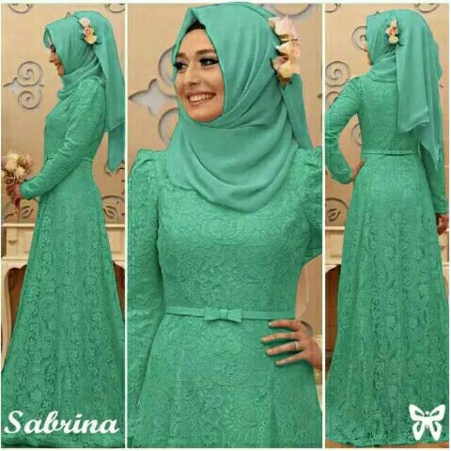 RESTOCK BANYAK SABRINA HIJAB DRESS BRUKAT, PESTA DRESS BAJU WANITA MURAH LENGAN PANJANG WANITA