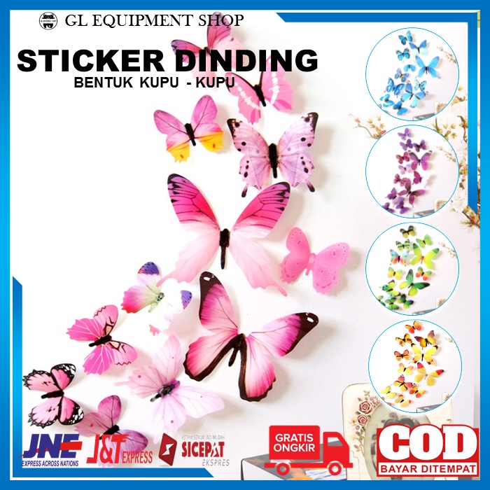 Wall Stiker Sticker Setiker Striker Dinding Kamar Tidur Aesthetic Kupukupu Hiasan 3D Stiker Dinding 
