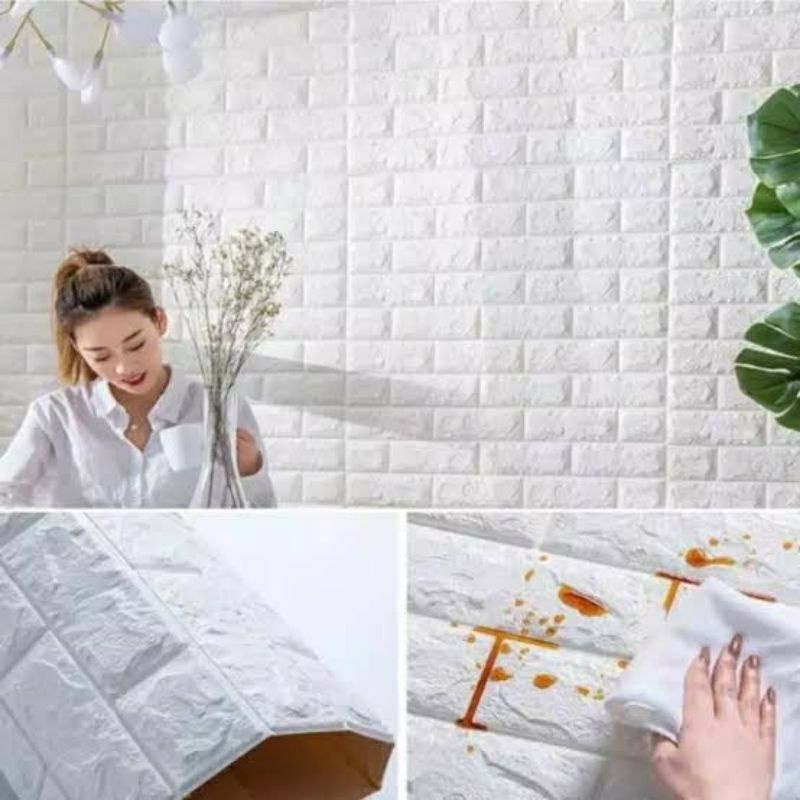 WALPAPER DINDING 3D BRICK FOAM 70X77CM