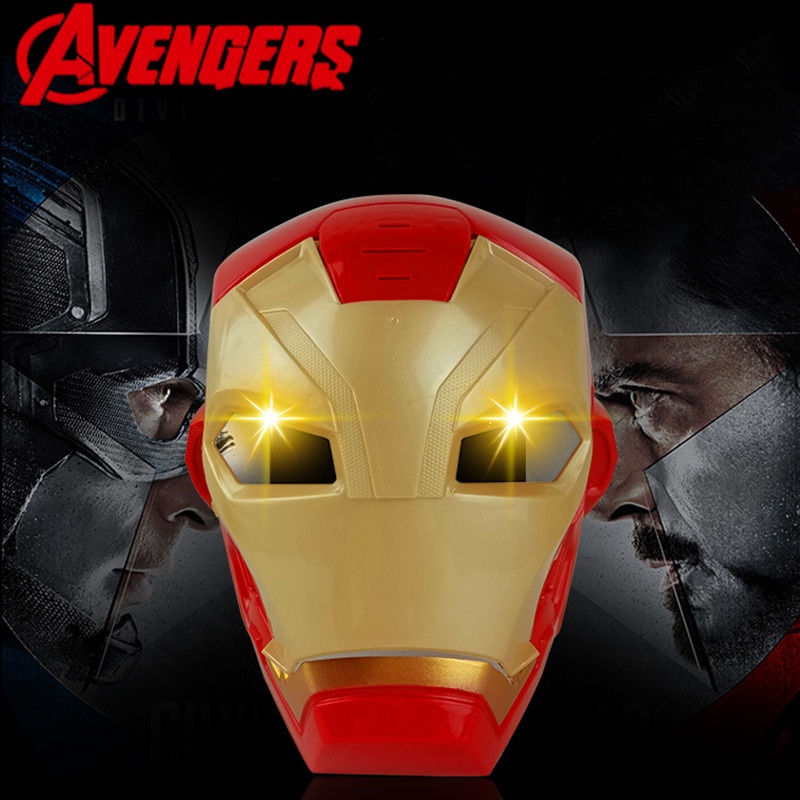 1pcs Film Marvel Avengers Mainan Lampu LED Iron Man Captain America Topeng Figure Mainan Anak Cosplay Prop