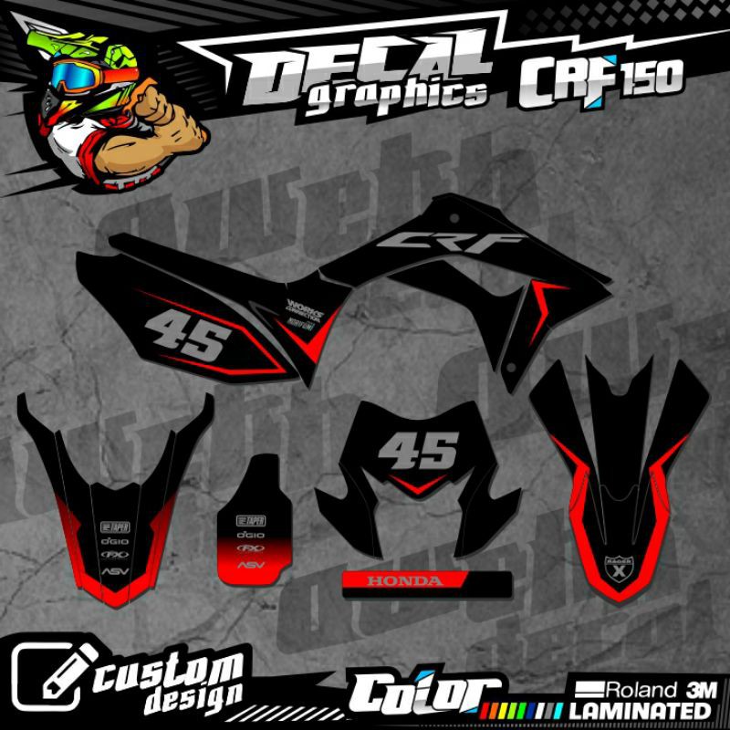 DECAL CRF 150 NEW CRF 150 L HITAM MERAH